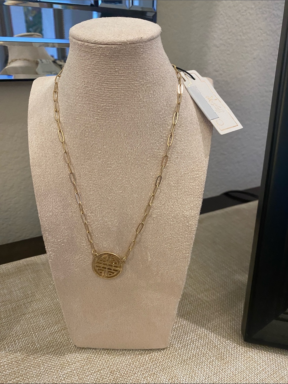 Greek medallion gold hammer pendant with necklace.